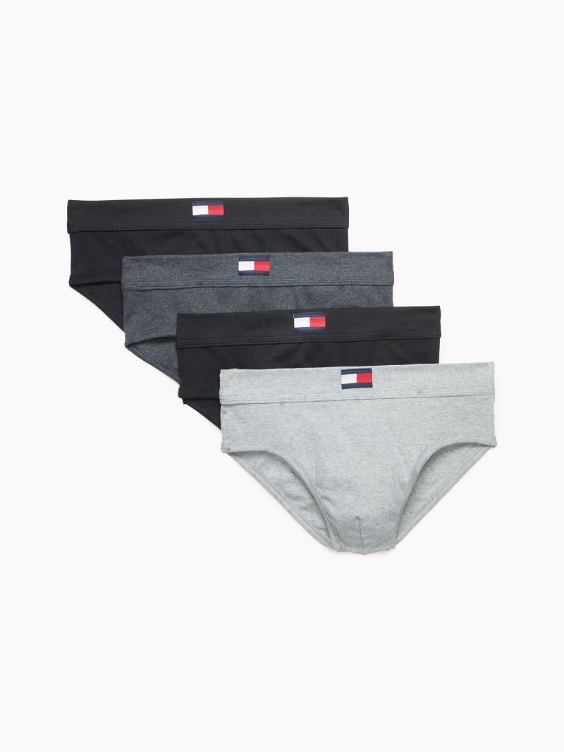 Férfi Tommy Hilfiger Pamut classics hip brief 4pk Briefs Fekete Szürke | HU 1328WNB